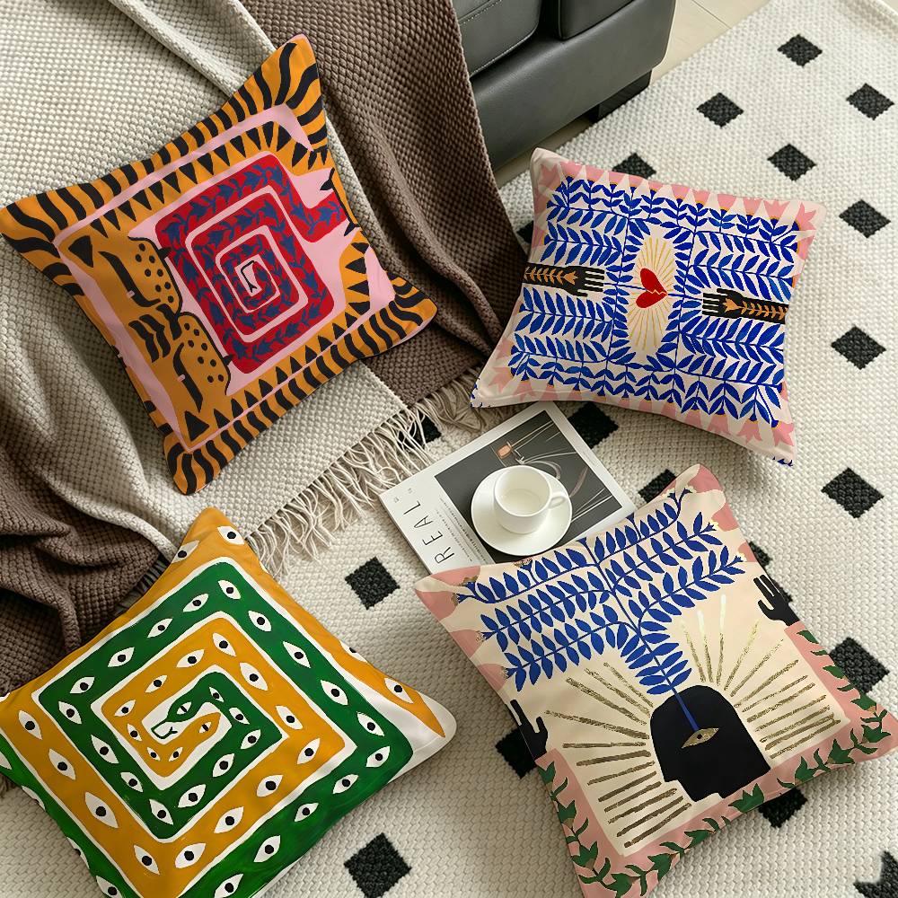 Home Textiles Egypt - Sarung Bantal Harimau Abstrak Warna-warni Mesir