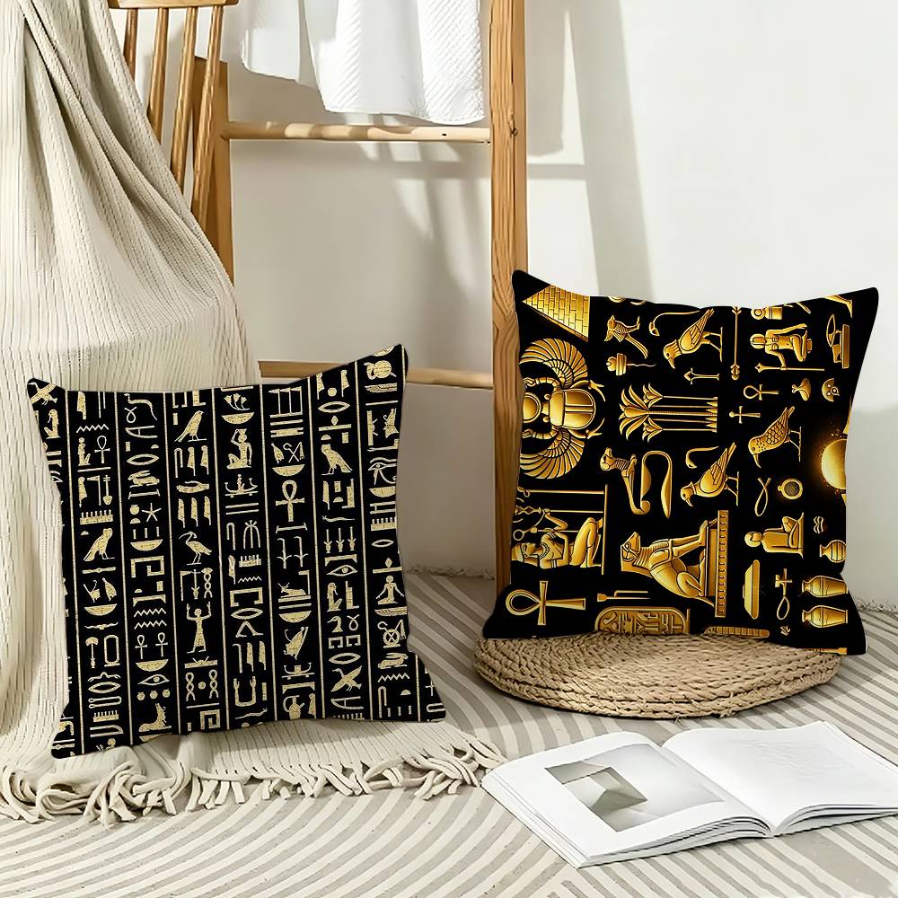 Home Textiles Egypt - Sarung Bantal Motif Hieroglif Mesir Kuno