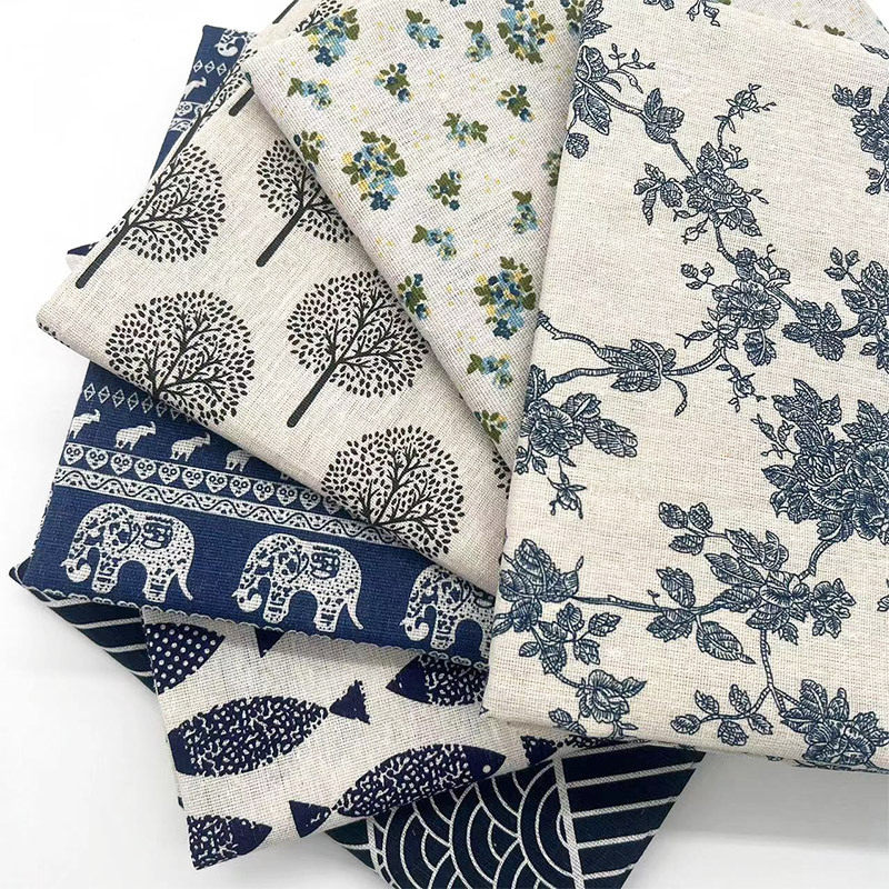 Home Textiles Store - Kain Campuran Katun Linen Motif Bunga