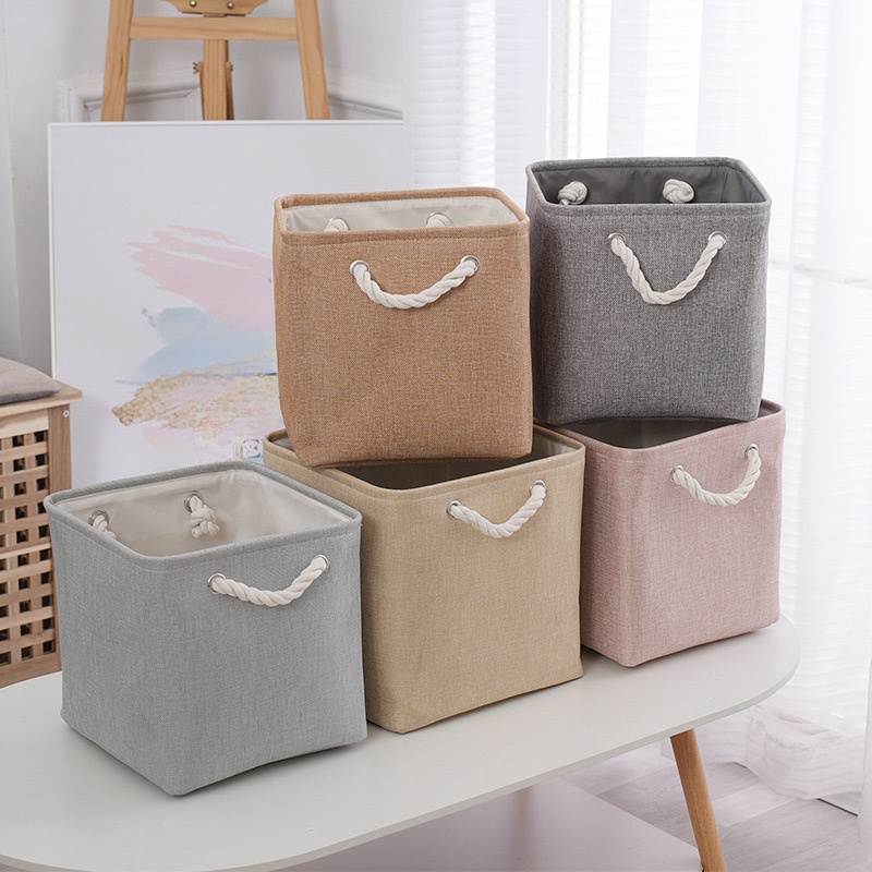 Linum Home Textiles - 2 Buah/Kotak Penyimpanan Katun dan Linen