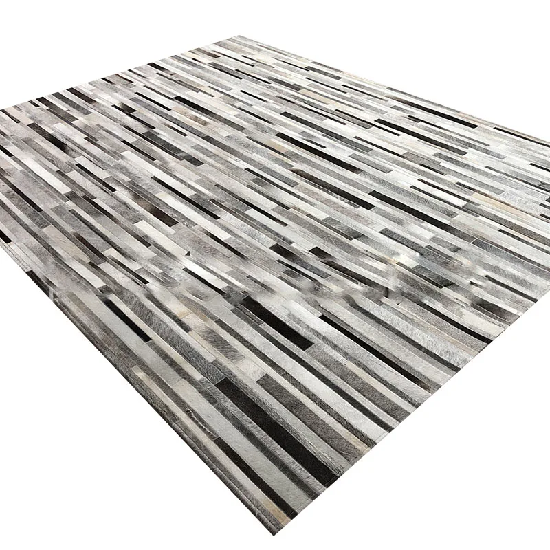 Home Textiles Importers In Usa - Karpet Abu-abu Patchwork Kulit Sapi Alami