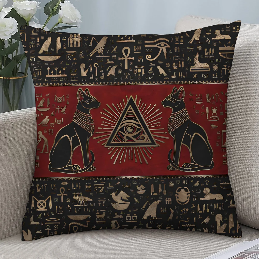 Home Textiles Egypt - Sarung Bantal Anubis Mesir Kuno, Bulu