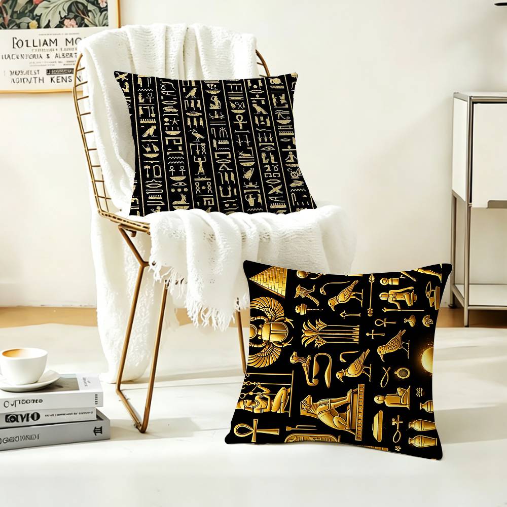 Sarung Bantal Motif Hieroglif  - Home Textiles Egypt ulasan dan harga