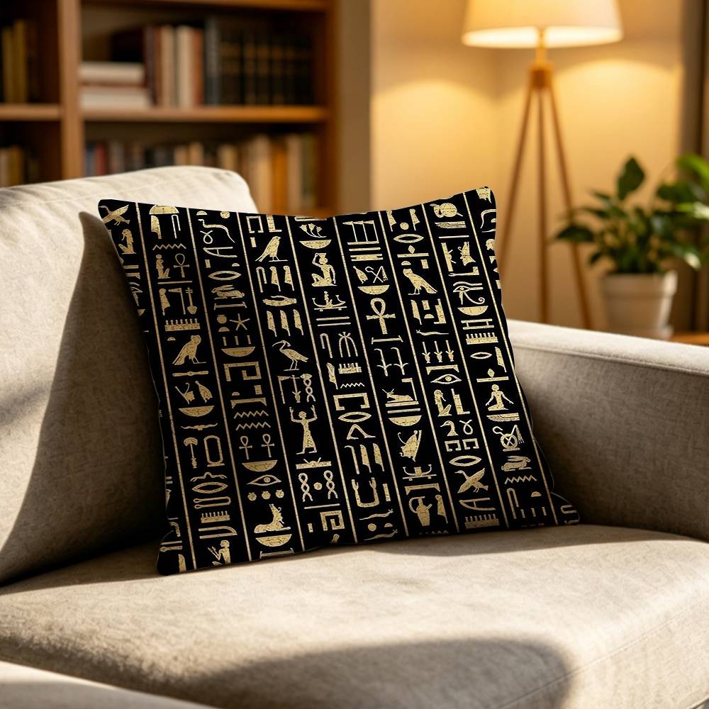 Sarung Bantal Motif Hieroglif  - Home Textiles Egypt ulasan dan harga