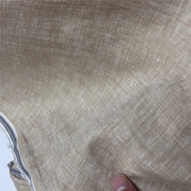 Kain Linen Murni Coklat Muda G - Linum Home Textiles ulasan dan harga
