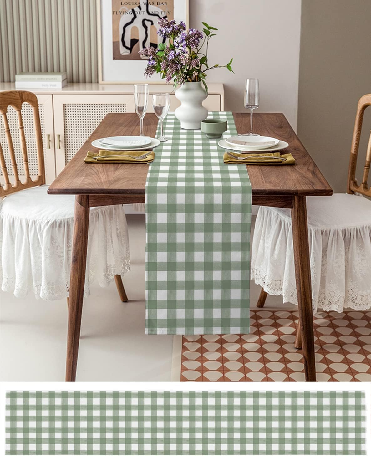 Green Buffalo kotak-kotak tapl - Linum Home Textiles ulasan dan harga