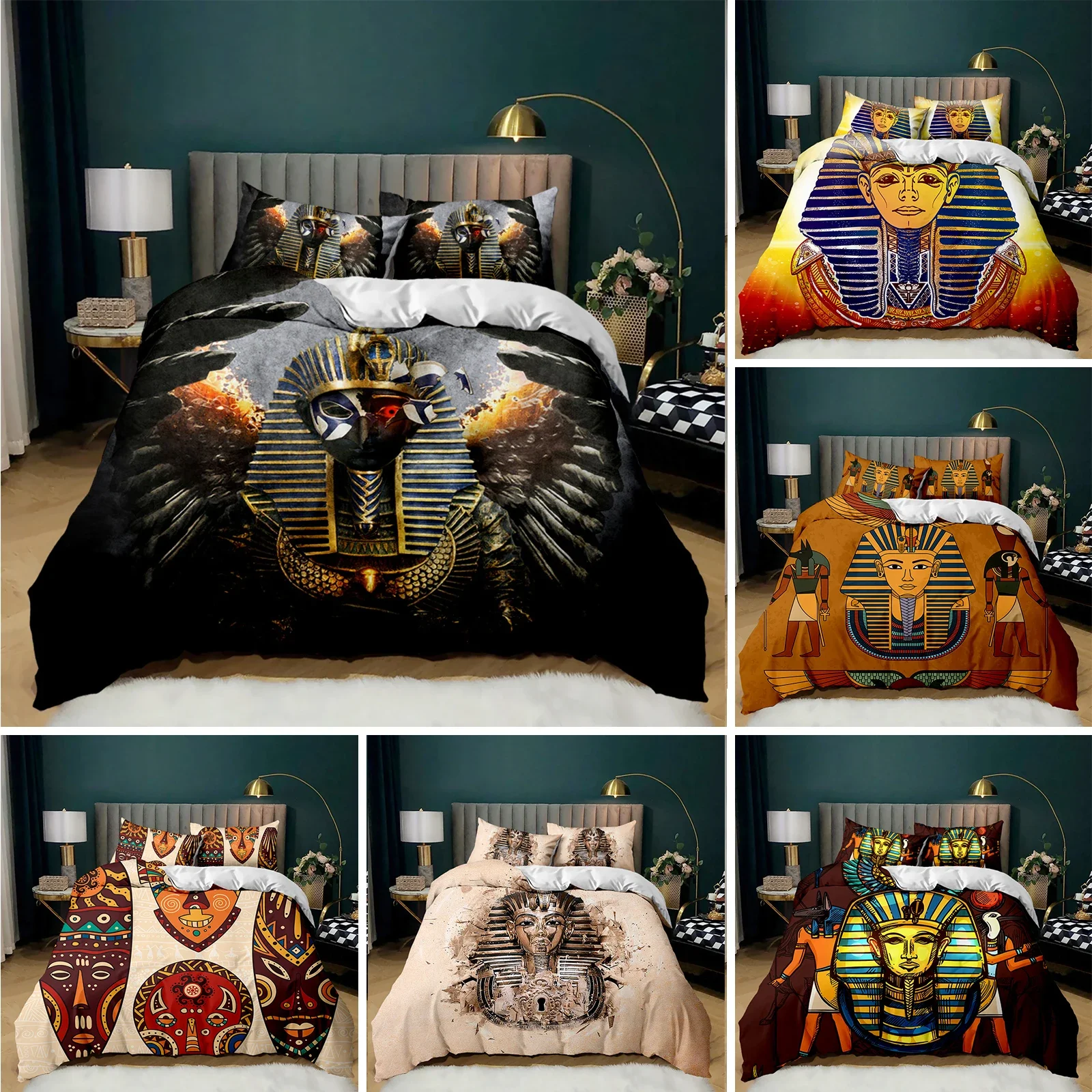 Pharaoh 3D Suku Mesir Kuno Set - Home Textiles Egypt ulasan dan harga